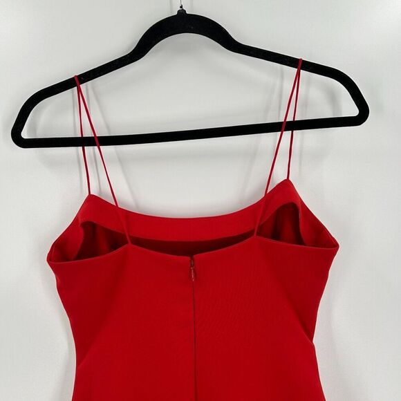 LIKELY Red Banks Ruffle Hem Spaghetti Strap Bodycon Mini Dress Size 2 - Picture 7 of 9